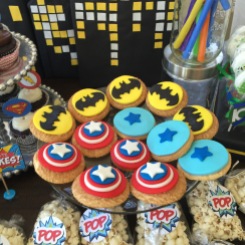 Handmade Fondant cookie toppers. Batman, star, and captain america